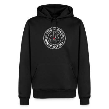Karneval Köln 2026 – Offizielles Narren-Siegel - Männer Premium Bio Hoodie - Schwarz - Vorne - Nico (187cm)