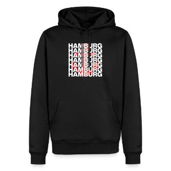 HAMBURG LIEBE HH HAFENPOWER ANKER NORDDEUTSCH - Männer Premium Bio Hoodie - Schwarz - Vorne - Nico (187cm)