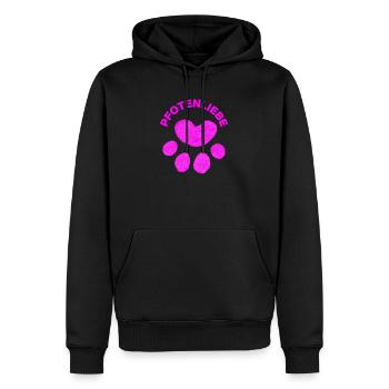PFOTENLIEBE! TIERLIEBE PETLOVE HUNDELIEBE CATLOVER - Männer Premium Bio Hoodie - Schwarz - Vorne - Nico (187cm)