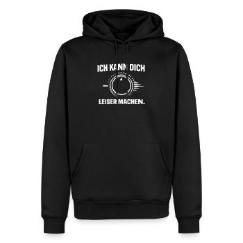 Hörgerät – Ich kann dich leiser machen - Männer Premium Bio Hoodie - Schwarz - Vorne - Nico (187cm)