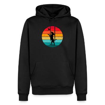 Coucher de soleil rétro de la forêt de papillons de chien - Sweat à capuche Premium bio Homme - noir - Devant - Nico (187cm)