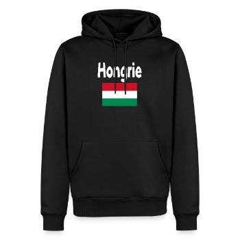 Hongrie Drapeau et mot Hongrie - Sweat à capuche Premium bio Homme - noir - Devant - Nico (187cm)