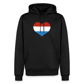Luxembourg Heart Flagge - Männer Premium Bio Hoodie - Schwarz - Vorne - Nico (187cm)