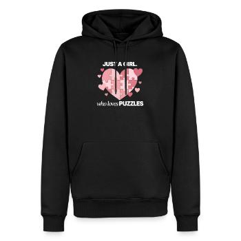 Juste une fille qui adore les énigmes - Sweat à capuche Premium bio Homme - noir - Devant - Nico (187cm)