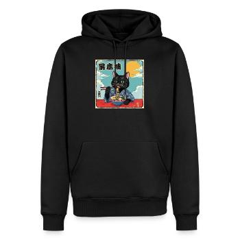 Kawaii Cat Eating Ramen Noodles Katze - Men’s Premium Organic Hoodie - black - Front - Nico (187cm)