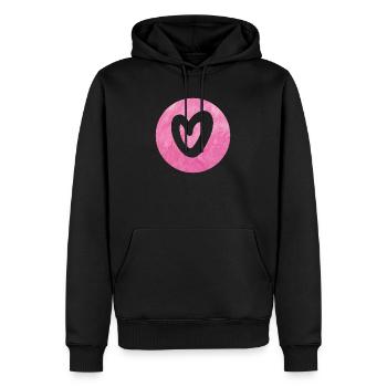 Mariage d'amour en fourrure rose duveteuse avec un cœur en forme de cercle - Sweat à capuche Premium bio Homme - noir - Devant - Nico (187cm)