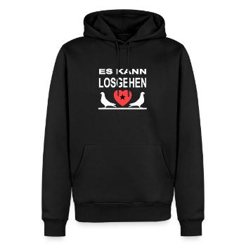 Doves - Men’s Premium Organic Hoodie - black - Front - Nico (187cm)