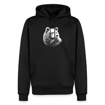 Bear – graphismes réalistes en noir et blanc - Sweat à capuche Premium bio Homme - noir - Devant - Nico (187cm)