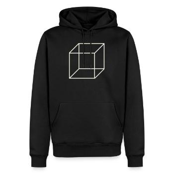Cube de fil géométrique - Sweat à capuche Premium bio Homme - noir - Devant - Nico (187cm)