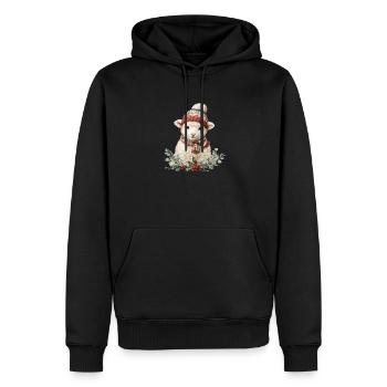 Brebis d’hiver avec écharpe - Sweat à capuche Premium bio Homme - noir - Devant - Nico (187cm)