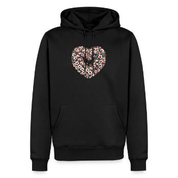 Crête florale Cœur en Fleurs - Sweat à capuche Premium bio Homme - noir - Devant - Nico (187cm)