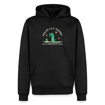 Failed as a Human – I’m a Dinosaur Now - Männer Premium Bio Hoodie - Schwarz - Vorne - Nico (187cm)