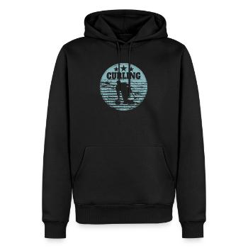 Joueur de curling sport Sports d’hiver Précision sur glace - Sweat à capuche Premium bio Homme - noir - Devant - Nico (187cm)