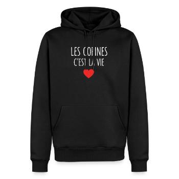 Les Copines C'est Laie Copine Meilleures Amies - Sweat à capuche Premium bio Homme - noir - Devant - Nico (187cm)