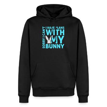 Sorry I Can't I Have Plans With My Bunny Hase Logo - Männer Premium Bio Hoodie - Schwarz - Vorne - Nico (187cm)