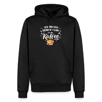 Ich brauch kein plan ich brauch Kaffee - Männer Premium Bio Hoodie - Schwarz - Vorne - Nico (187cm)