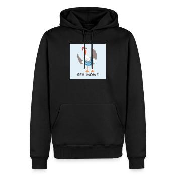 SEH-MÖWE – Lustige Möwe - Männer Premium Bio Hoodie - Schwarz - Vorne - Nico (187cm)