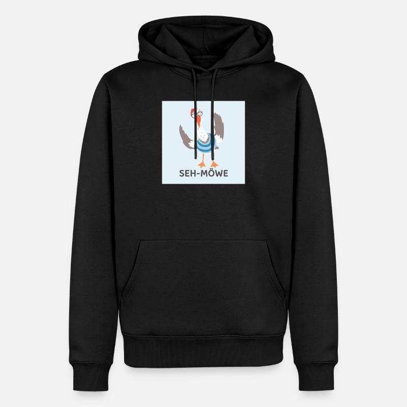 SEH-MÖWE – Lustige Möwe - Männer Premium Bio Hoodie - Schwarz