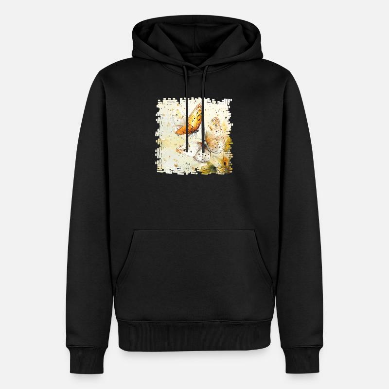 Papillons aquarelle - Sweat à capuche Premium bio Homme - noir