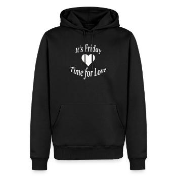FRIDAY - TIME FOR LOVE - Männer Premium Bio Hoodie - Schwarz - Vorne - Nico (187cm)