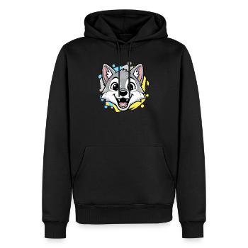 Wolf Kopf Cartoon Art - Männer Premium Bio Hoodie - Schwarz - Vorne - Nico (187cm)