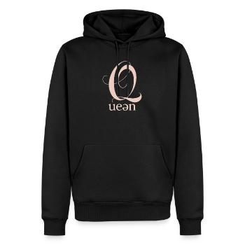 Police monogramme Q Queen - Sweat à capuche Premium bio Homme - noir - Devant - Nico (187cm)