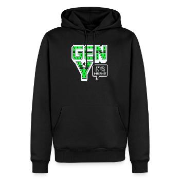 Génération Y, génération Y, Chemise Millennials, sweat à capuche - Sweat à capuche Premium bio Homme - noir - Devant - Nico (187cm)