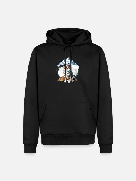 Aussie Dog Landscape Nature Illustration - Men’s Premium Organic Hoodie - black