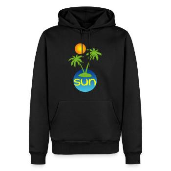 Le paradis au soleil  - Sweat à capuche Premium bio Homme - noir - Devant - Nico (187cm)