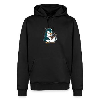 Caffeine Penguin : froid comme la glace et montée en puissance - Sweat à capuche Premium bio Homme - noir - Devant - Nico (187cm)