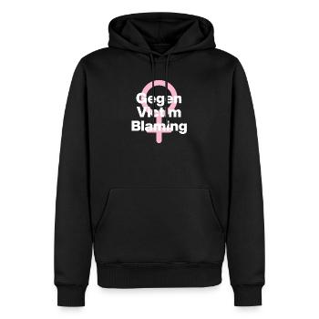 GEGEN VICTIM BLAMING – JETZT! ♀ FEMALE POWER GIRLS - Männer Premium Bio Hoodie - Schwarz - Vorne - Nico (187cm)