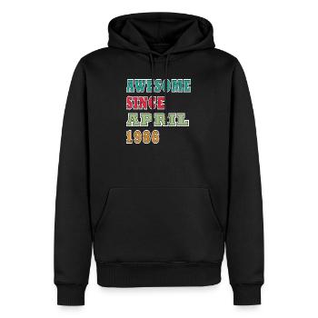 Buntes Jubiläum seit April 1986 - Männer Premium Bio Hoodie - Schwarz - Vorne - Nico (187cm)