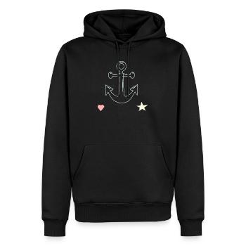 Motif Anchor Lines Étoile en forme de cœur - Sweat à capuche Premium bio Homme - noir - Devant - Nico (187cm)