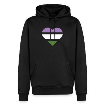Pride Flag Heart · Genderqueer - Männer Premium Bio Hoodie - Schwarz - Vorne - Nico (187cm)