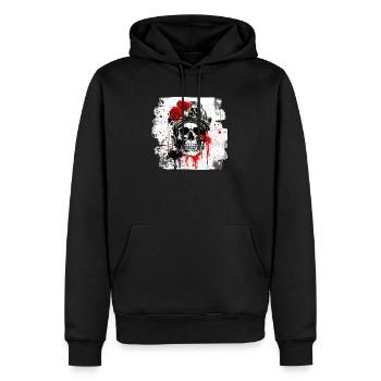 Crâne de rose avec des écouteurs - Sweat à capuche Premium bio Homme - noir - Devant - Nico (187cm)