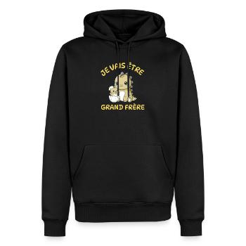 Enfant T-Shirt Dinosaure Grand Frère - Cadeau  - Sweat à capuche Premium bio Homme - noir - Devant - Nico (187cm)