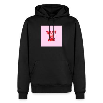 Minimalist TRUST THE VIBE Graphic Tee Design - Sweat à capuche Premium bio Homme - noir - Devant - Nico (187cm)