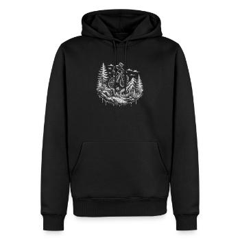 Sentier de descente VTT, vélo de montagne Alpes - Sweat à capuche Premium bio Homme - noir - Devant - Nico (187cm)