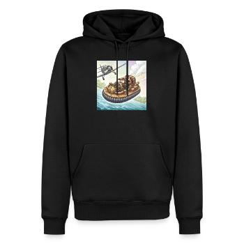 Poursuite fluviale en bateau à air steampunk - Sweat à capuche Premium bio Homme - noir - Devant - Nico (187cm)
