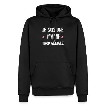 mamie géniale / cadeau humour mamie - Sweat à capuche Premium bio Homme - noir - Devant - Nico (187cm)