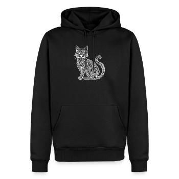 Katze Skizze  - Männer Premium Bio Hoodie - Schwarz - Vorne - Nico (187cm)