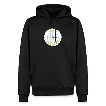 Zeit ist Freiheit - Männer Premium Bio Hoodie - Schwarz - Vorne - Nico (187cm)
