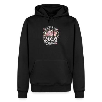 Ruhestand 2026 Floral - Männer Premium Bio Hoodie - Schwarz - Vorne - Nico (187cm)
