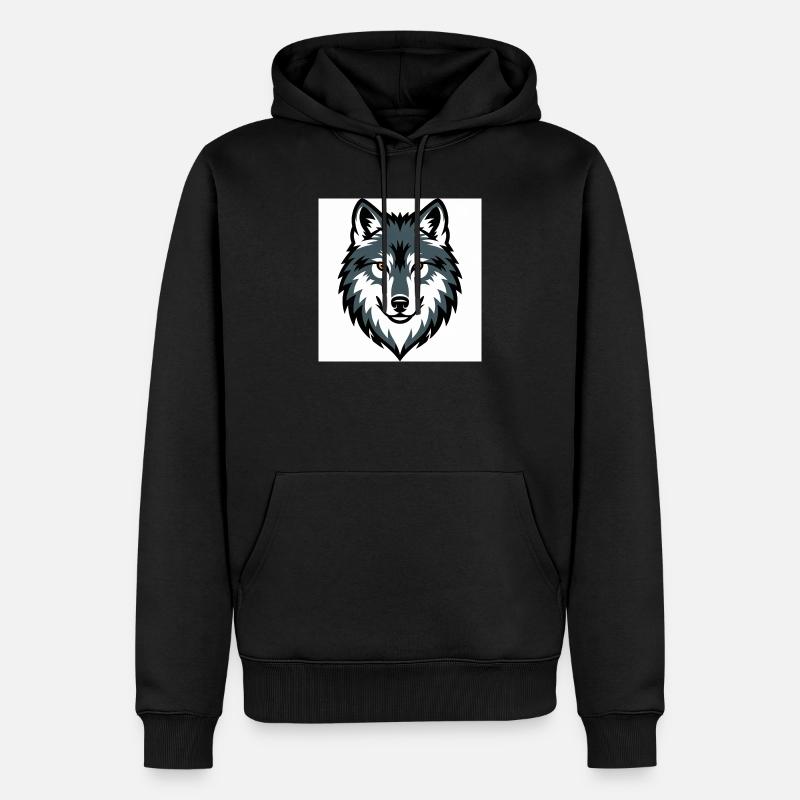 Wolf Graphic Emblem - Männer Premium Bio Hoodie - Schwarz