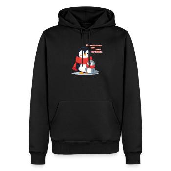 Zusammen ist uns warm Pinguin und Robbe Winter - Männer Premium Bio Hoodie - Schwarz - Vorne - Nico (187cm)