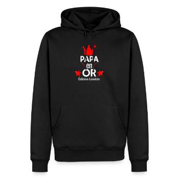 PAPA en OR Édition Limitée - Sweat à capuche Premium bio Homme - noir - Devant - Nico (187cm)