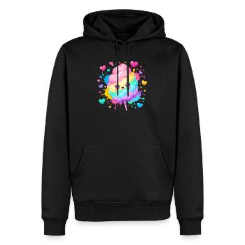 Regenbogen Zuckerstange Herzglück - Männer Premium Bio Hoodie - Schwarz - Vorne - Nico (187cm)
