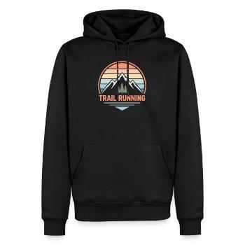 Trailrunning Pastel Mountain Sunset - Männer Premium Bio Hoodie - Schwarz - Vorne - Nico (187cm)