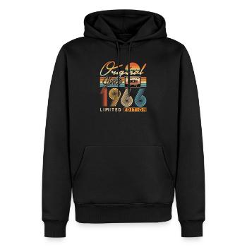 60e anniversaire, 60 ans - Sweat à capuche Premium bio Homme - noir - Devant - Nico (187cm)