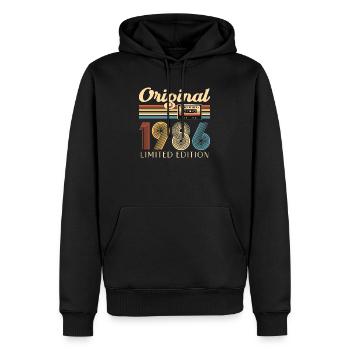 40e anniversaire, 40 ans - Sweat à capuche Premium bio Homme - noir - Devant - Nico (187cm)